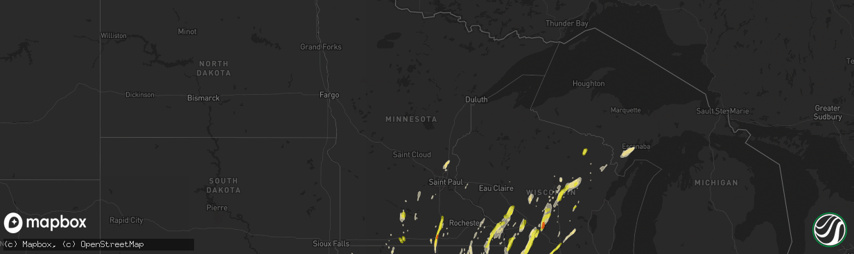 Hail map in Minnesota on May 17, 2017