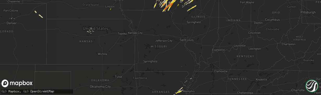 Hail map in Missouri on May 17, 2017