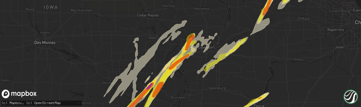 Hail map in Muscatine, IA on May 17, 2017