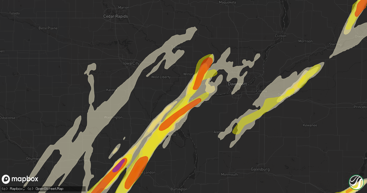 Hail map in Muscatine, IA on May 17, 2017