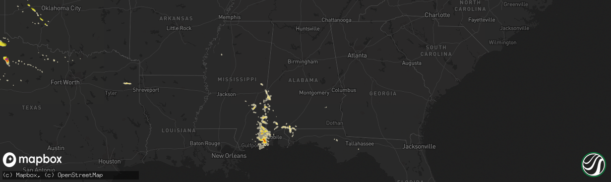 Hail map in Alabama on May 17, 2018