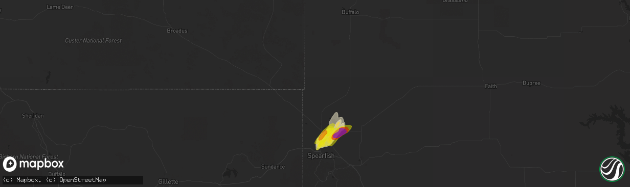 Hail map in Belle Fourche, SD on May 17, 2018