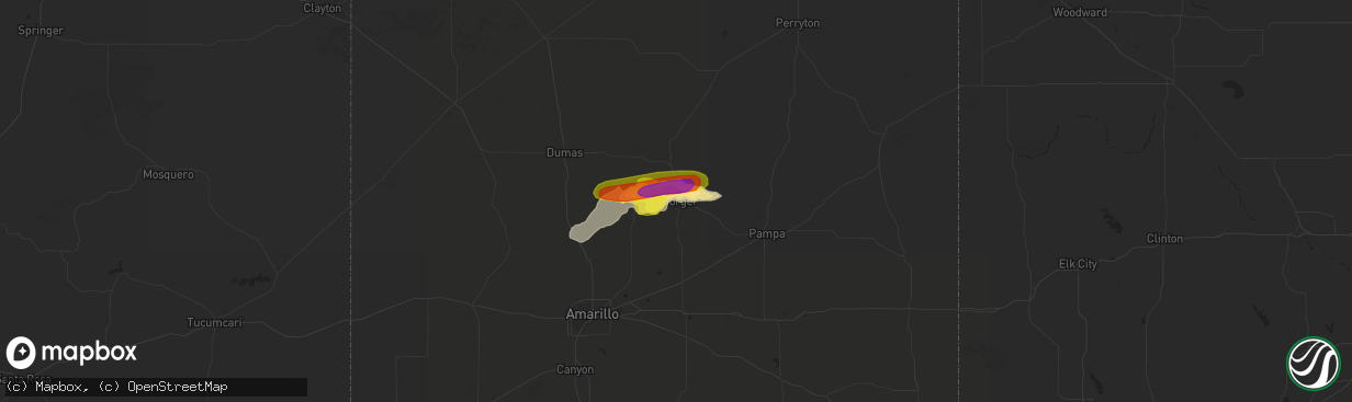 Hail map in Borger, TX on May 17, 2018