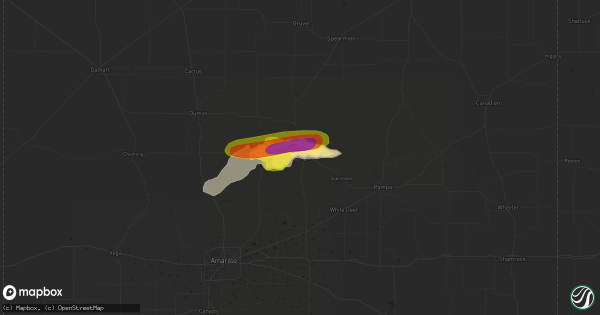 Hail map in Borger, TX on May 17, 2018