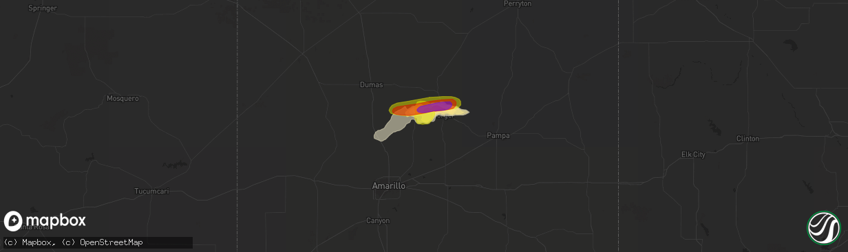 Hail map in Fritch, TX on May 17, 2018