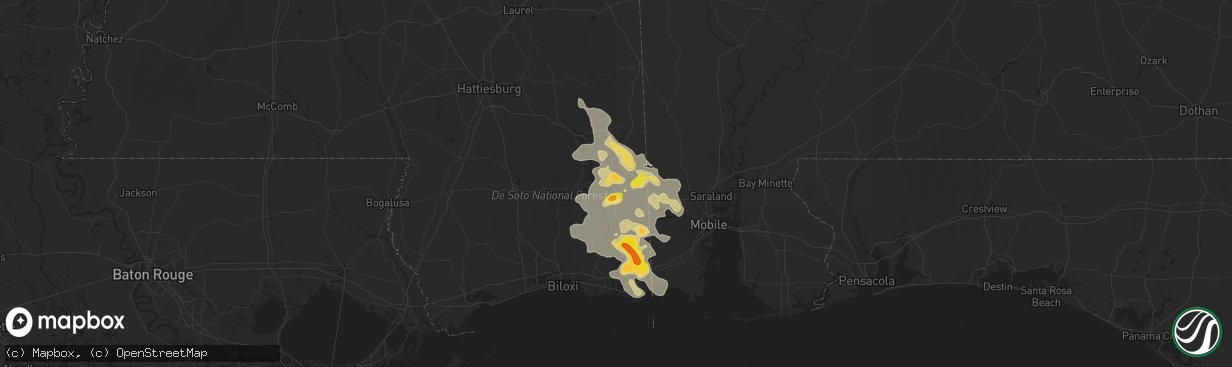 Hail map in Lucedale, MS on May 17, 2018