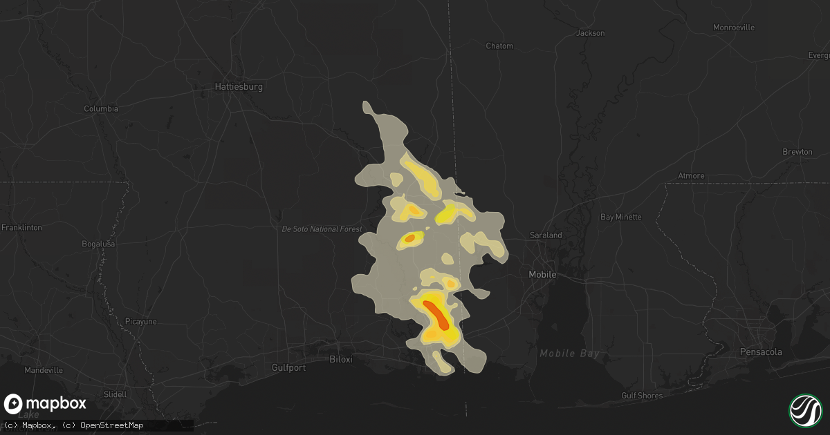 Hail map in Lucedale, MS on May 17, 2018
