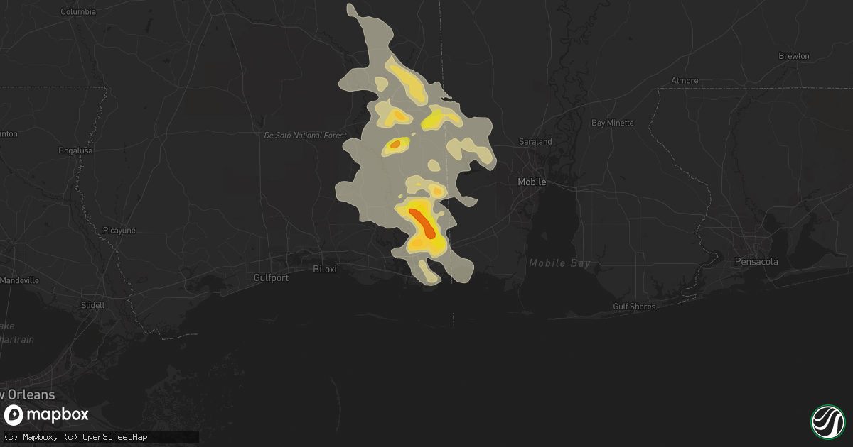 Hail map in Moss Point, MS on May 17, 2018