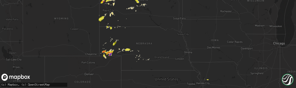 Hail map in Nebraska on May 17, 2018