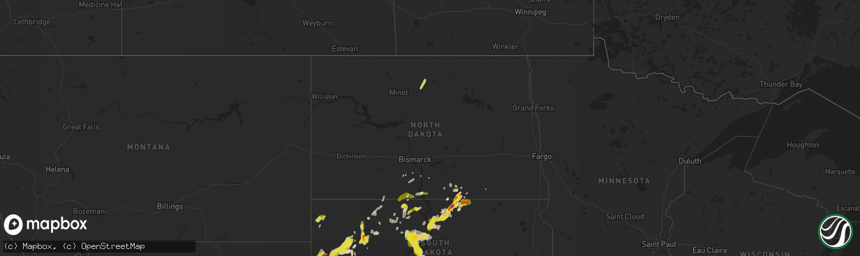 Hail map in North Dakota on May 17, 2018