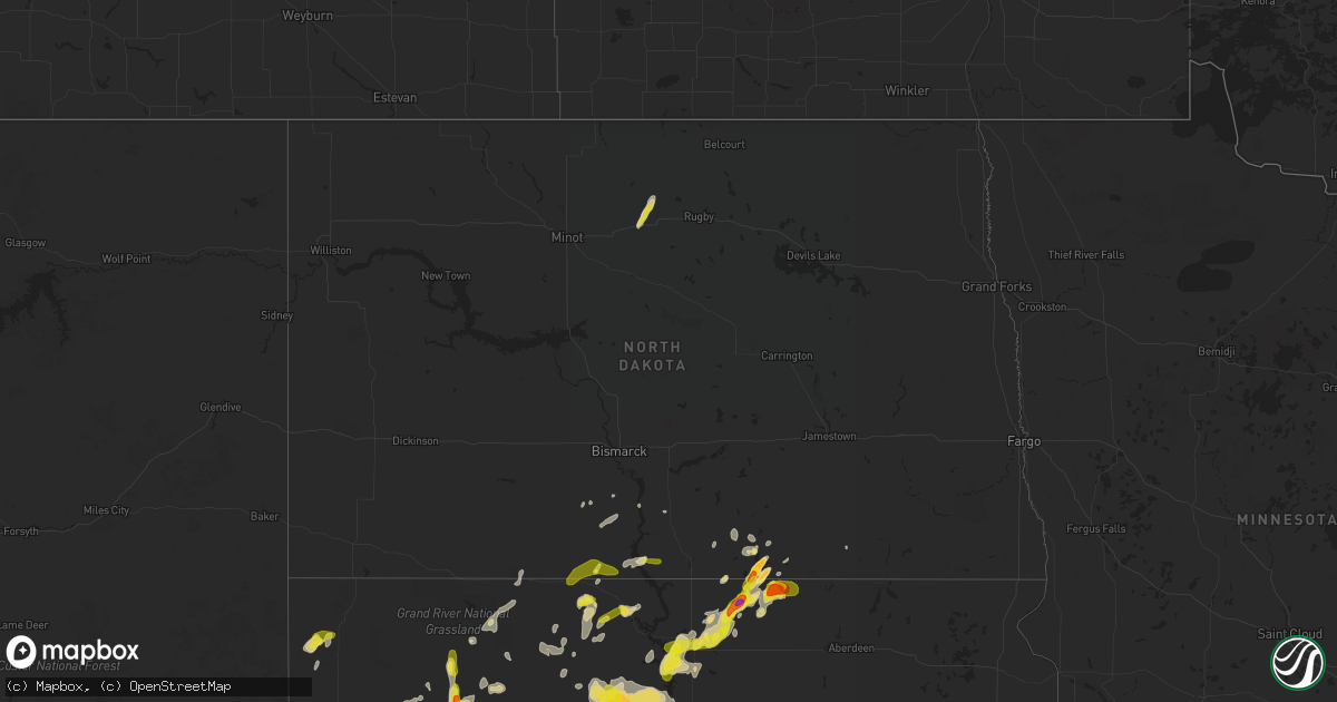 Hail map in North Dakota on May 17, 2018