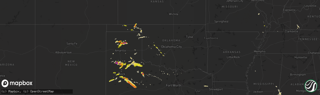 Hail map in Oklahoma on May 17, 2018