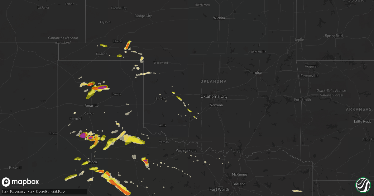 Hail map in Oklahoma on May 17, 2018