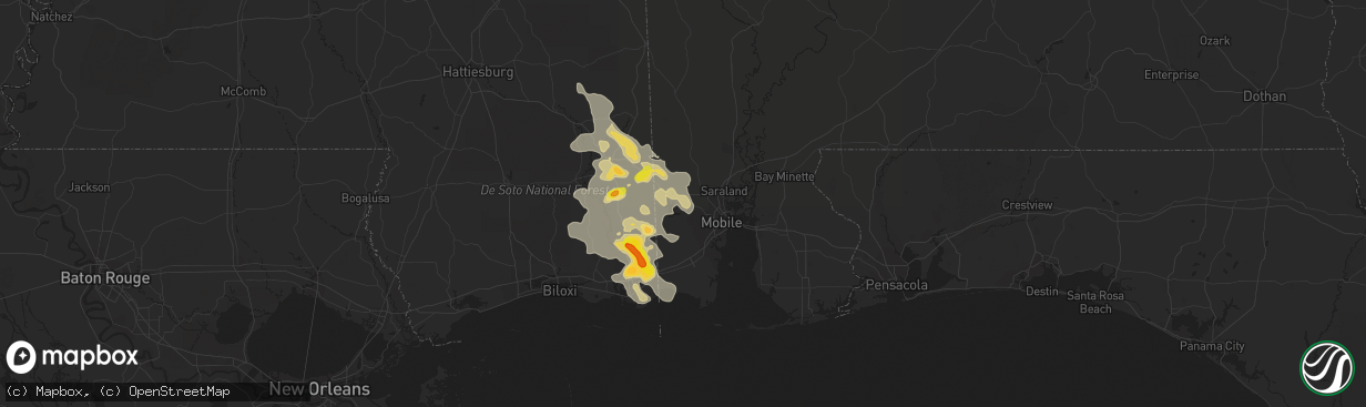 Hail map in Semmes, AL on May 17, 2018