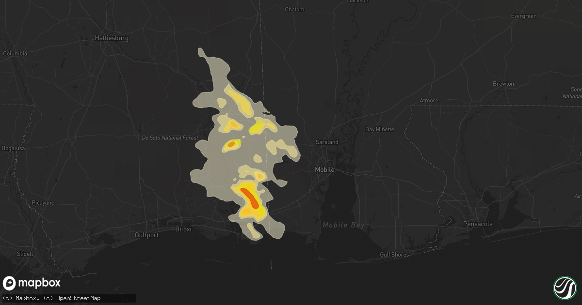 Hail map in Semmes, AL on May 17, 2018