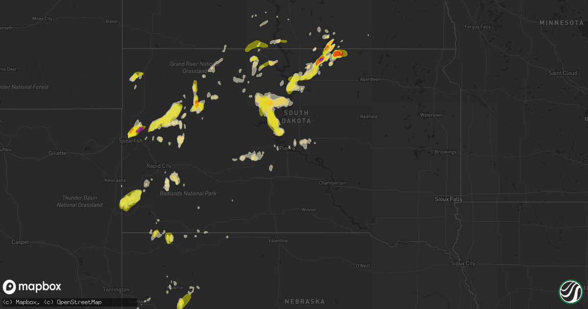 Hail map in South Dakota on May 17, 2018