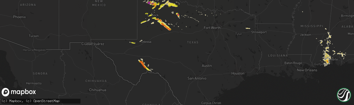 Hail map in Texas on May 17, 2018