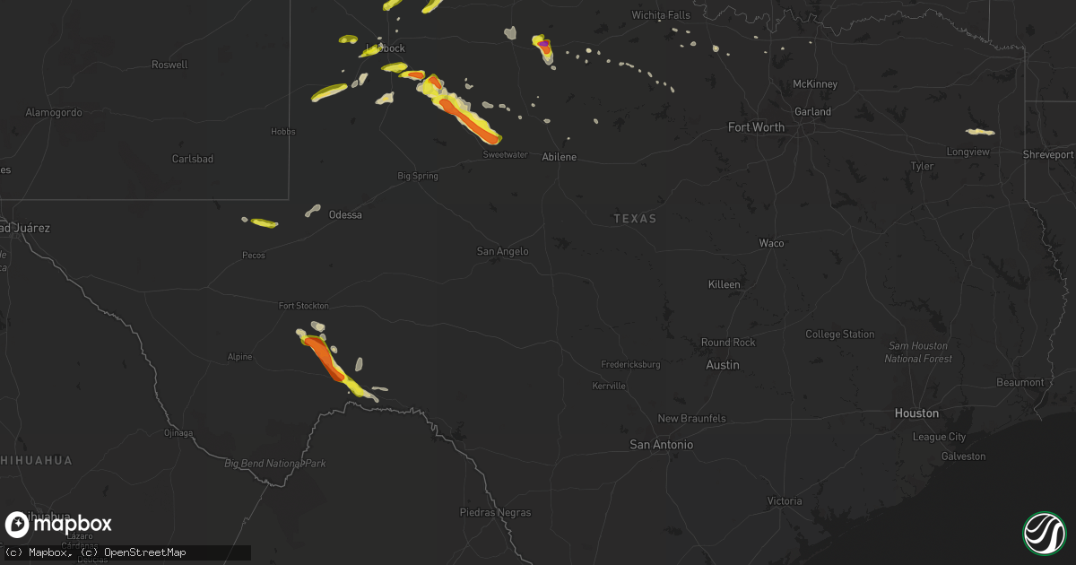 Hail map in Texas on May 17, 2018