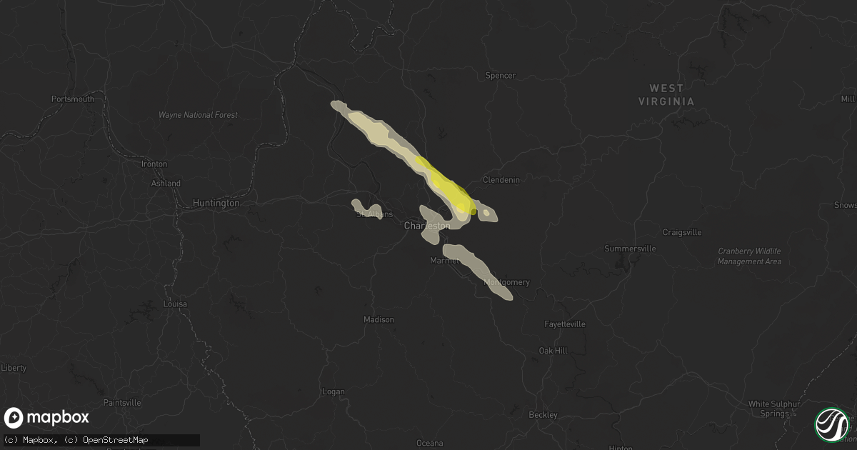 Hail map in Charleston, WV on May 17, 2019