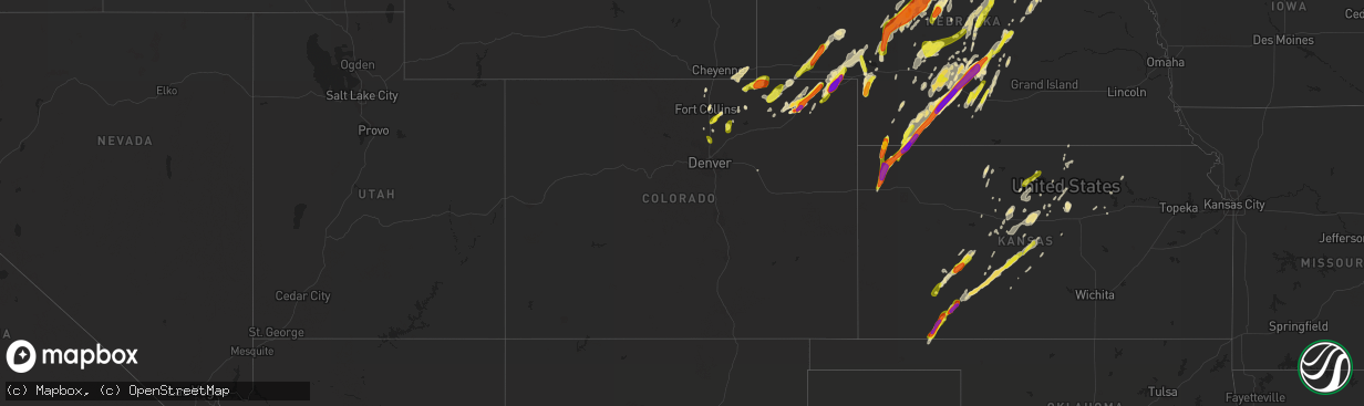 Hail map in Colorado on May 17, 2019