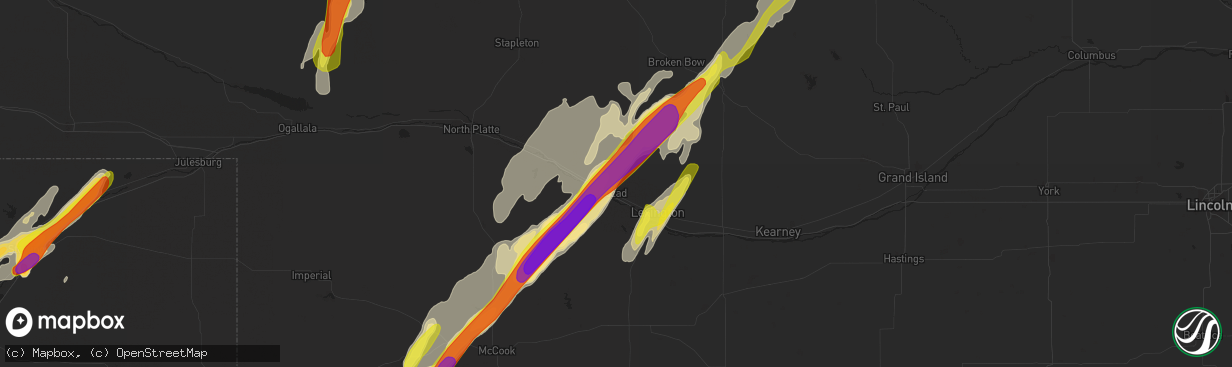 Hail map in Cozad, NE on May 17, 2019