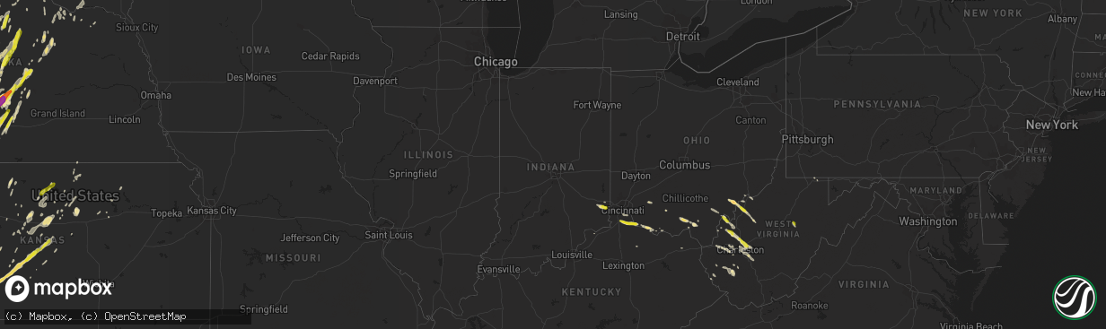 Hail map in Indiana on May 17, 2019