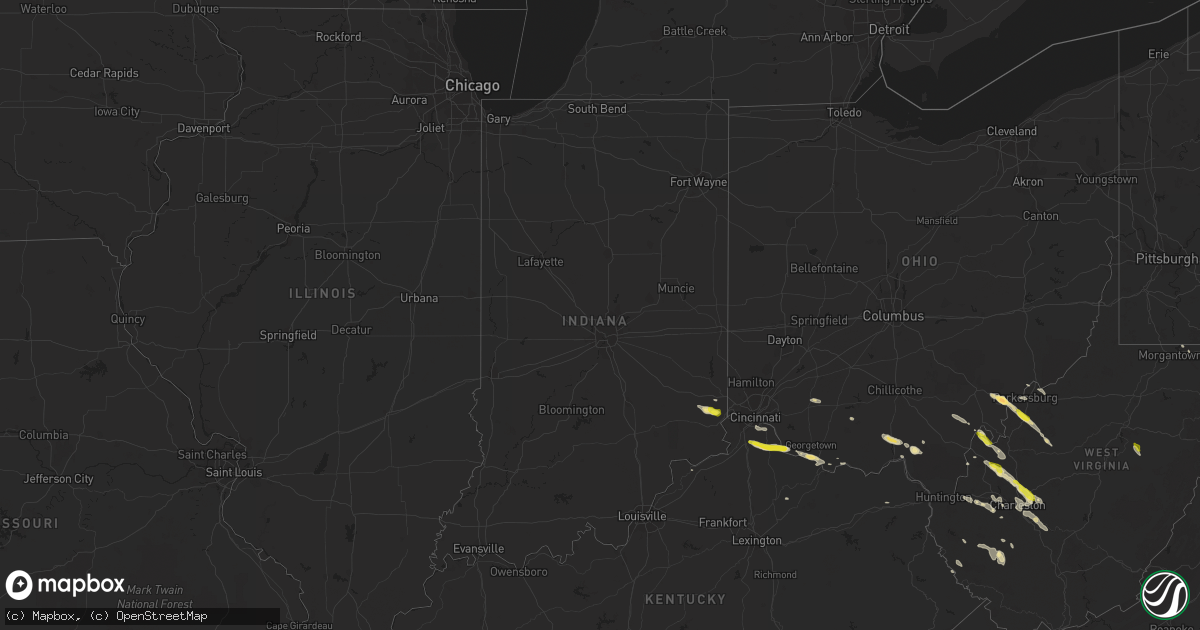Hail map in Indiana on May 17, 2019