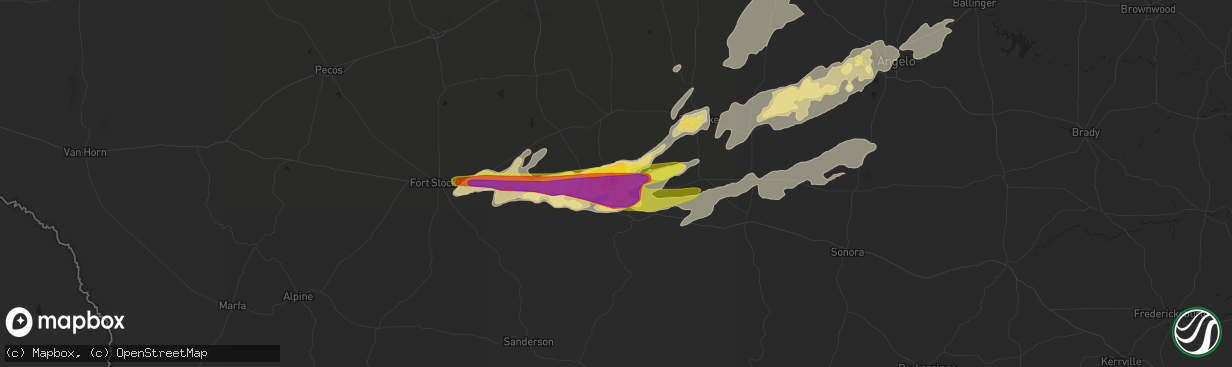 Hail map in Iraan, TX on May 17, 2019