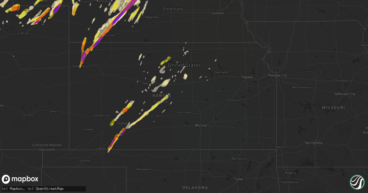 Hail map in Kansas on May 17, 2019