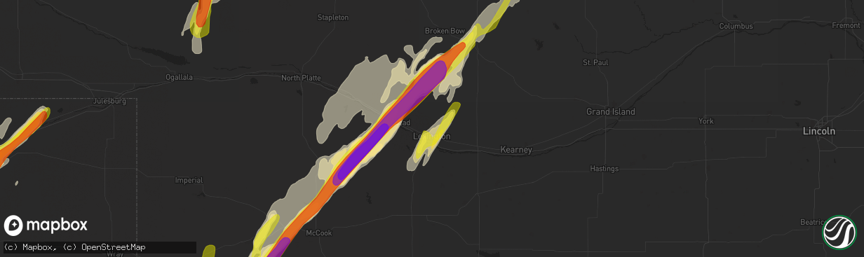 Hail map in Lexington, NE on May 17, 2019