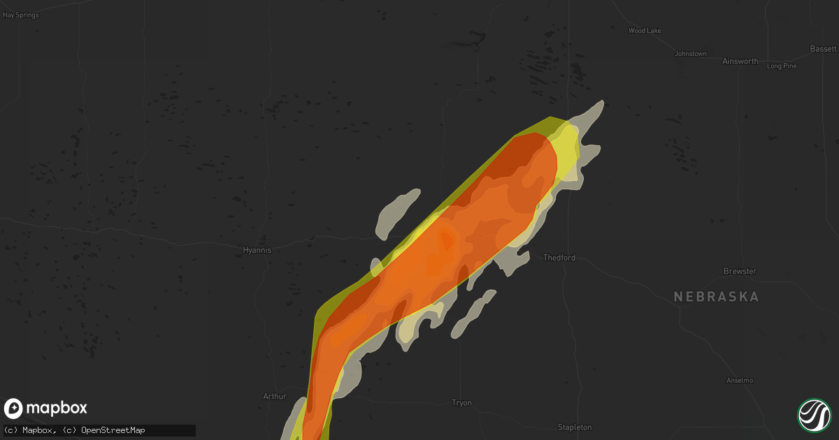 Hail map in Mullen, NE on May 17, 2019