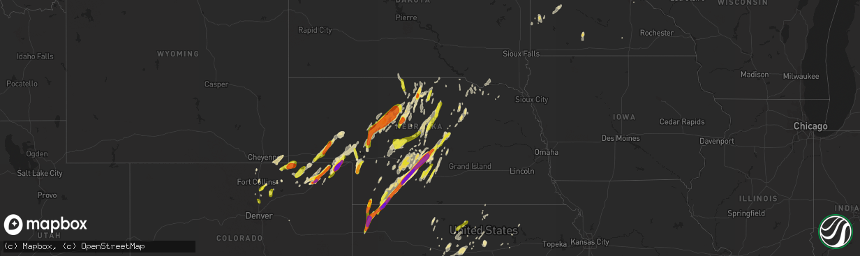 Hail map in Nebraska on May 17, 2019