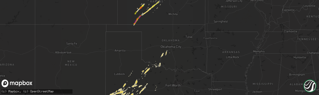 Hail map in Oklahoma on May 17, 2019