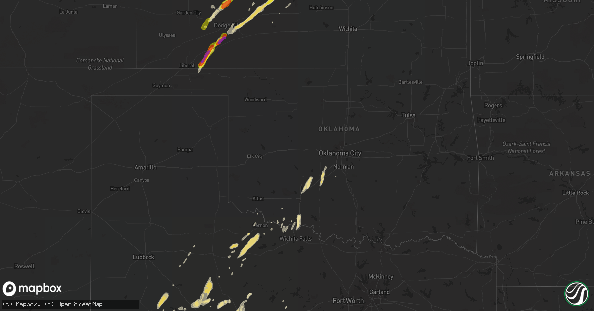Hail map in Oklahoma on May 17, 2019