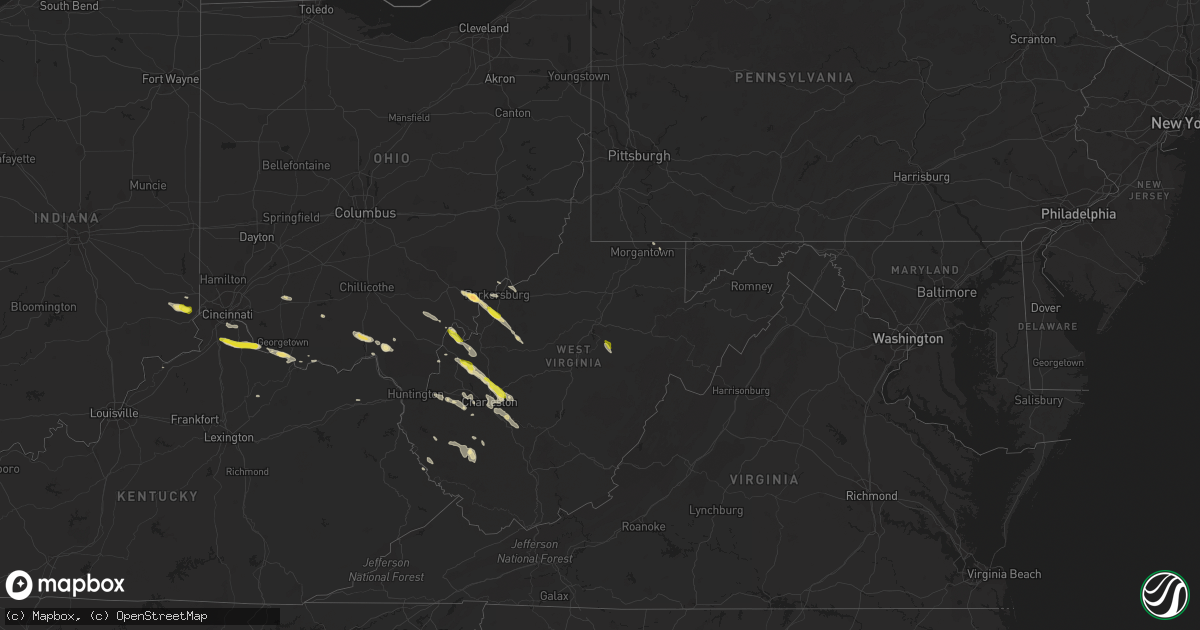 Hail map in West Virginia on May 17, 2019