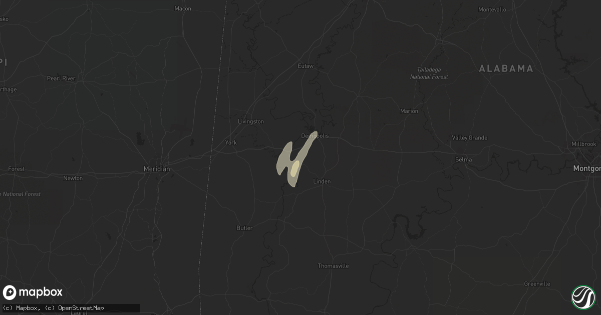 Hail map in Demopolis, AL on May 17, 2020