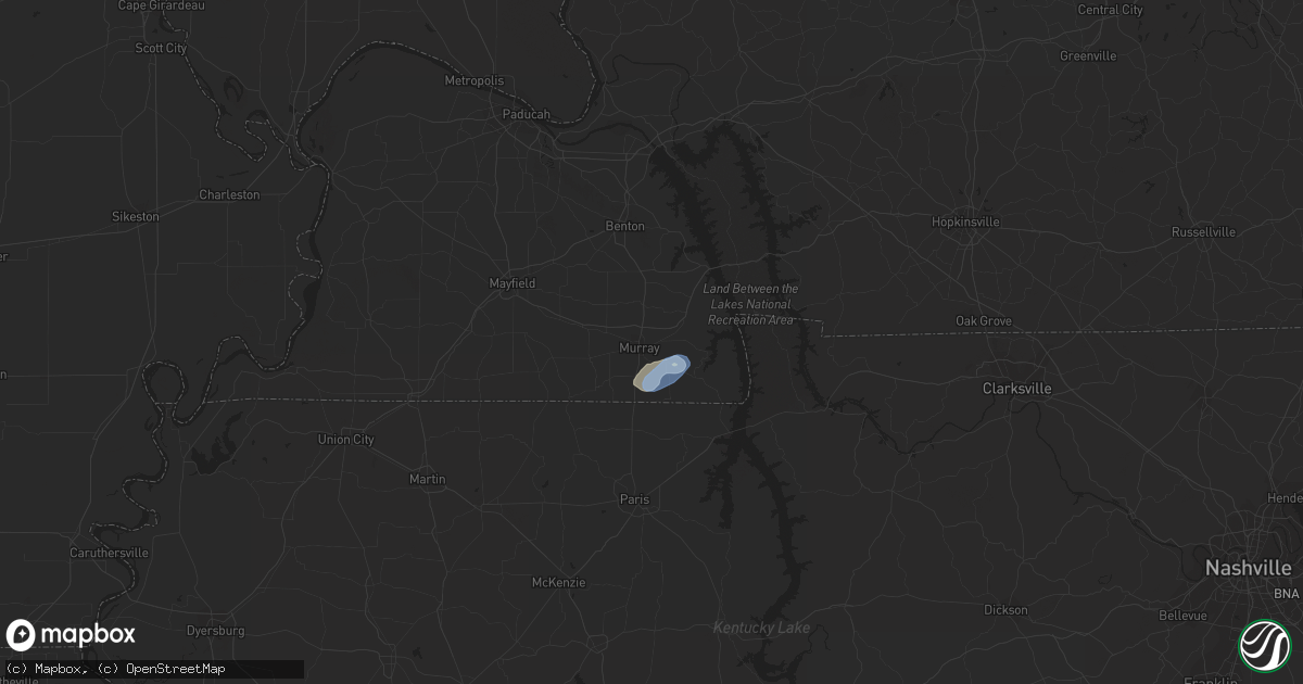 Hail map in Murray, KY on May 17, 2020
