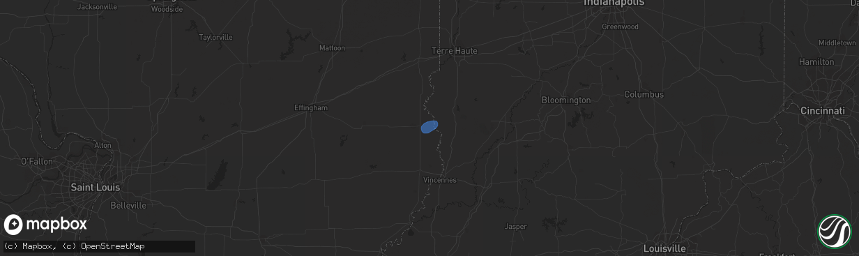 Hail map in Palestine, IL on May 17, 2020