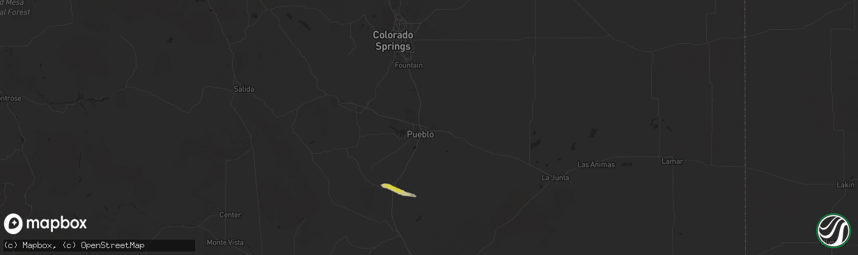 Hail map in Pueblo, CO on May 17, 2020