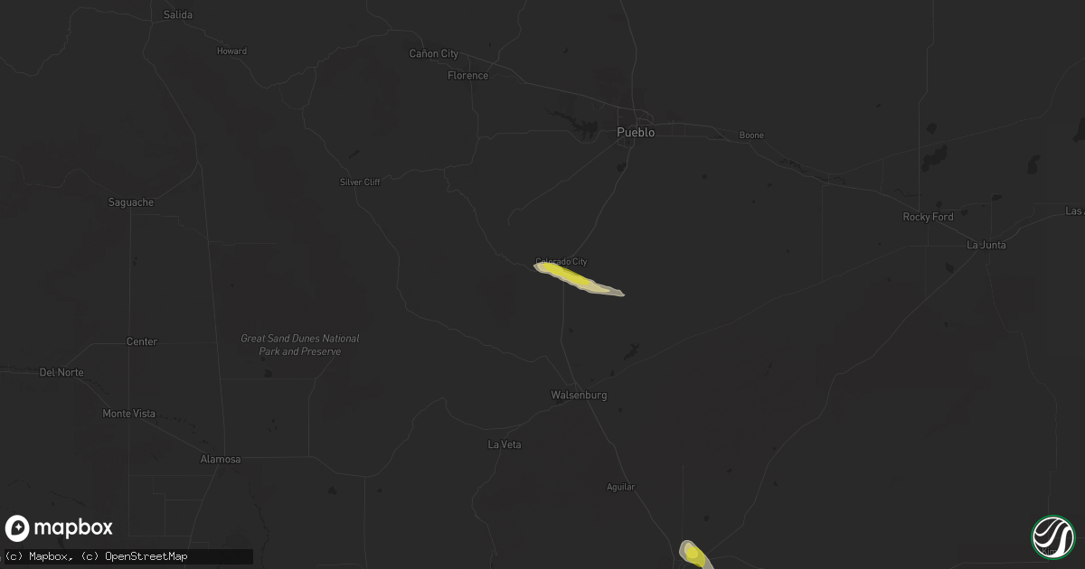 Hail map in Rye, CO on May 17, 2020