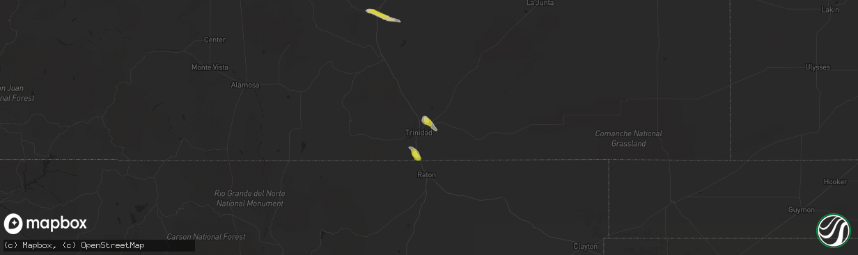 Hail map in Trinidad, CO on May 17, 2020