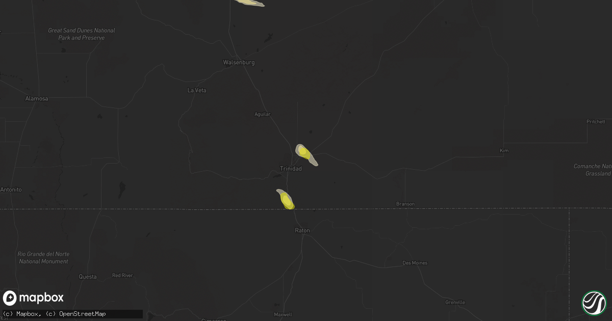 Hail map in Trinidad, CO on May 17, 2020
