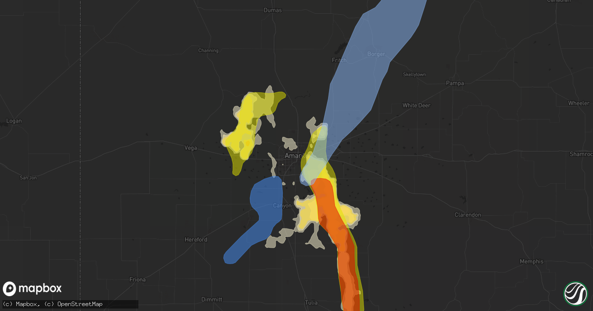 Hail map in Amarillo, TX on May 17, 2021