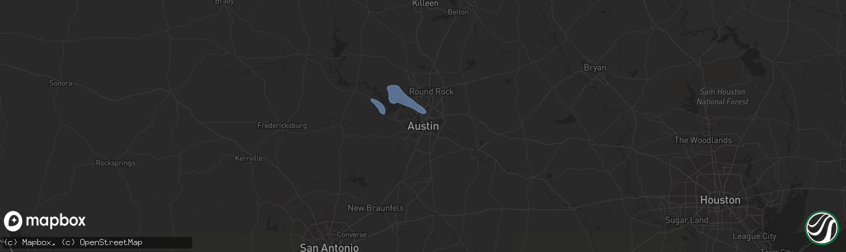 Hail map in Austin, TX on May 17, 2021