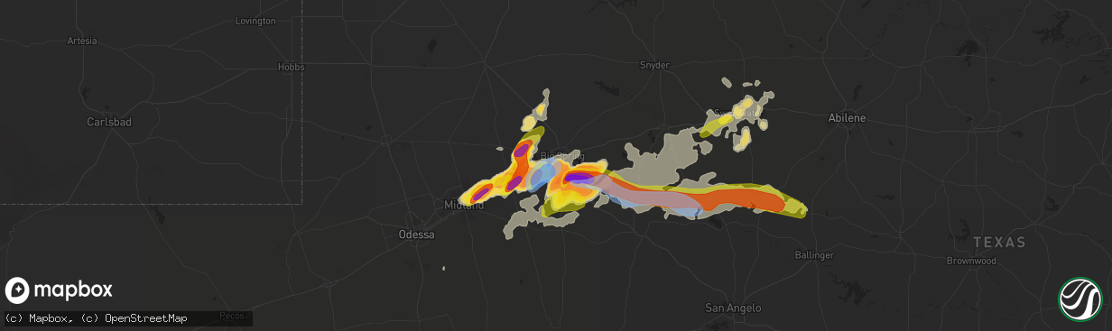 Hail map in Big Spring, TX on May 17, 2021