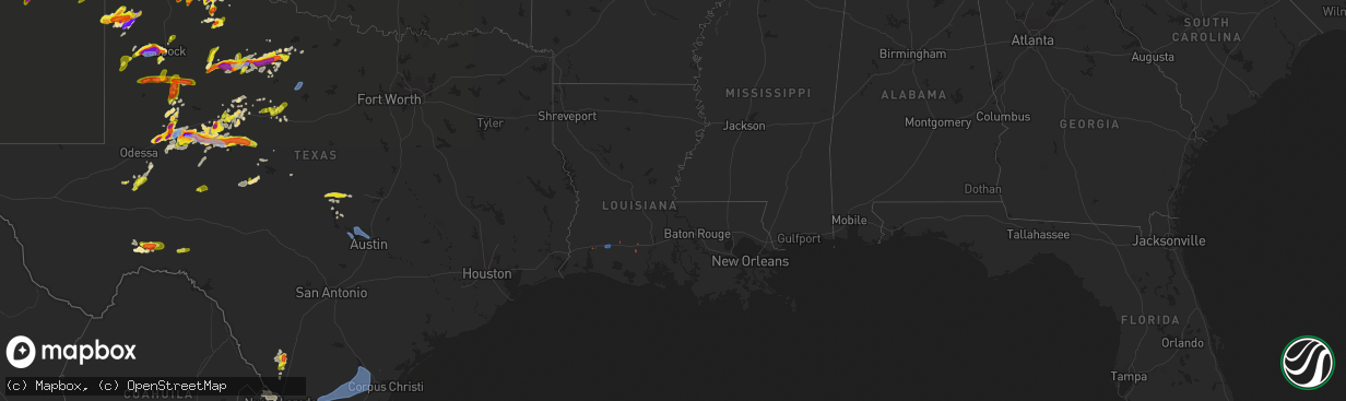 Hail map in Louisiana on May 17, 2021