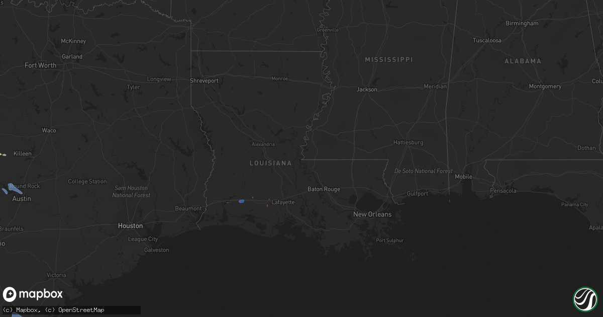 Hail map in Louisiana on May 17, 2021