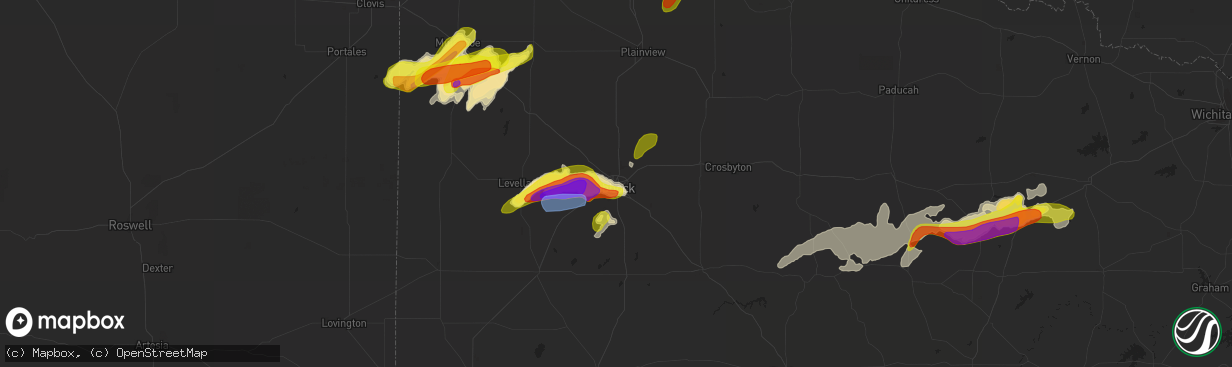 Hail map in Lubbock, TX on May 17, 2021