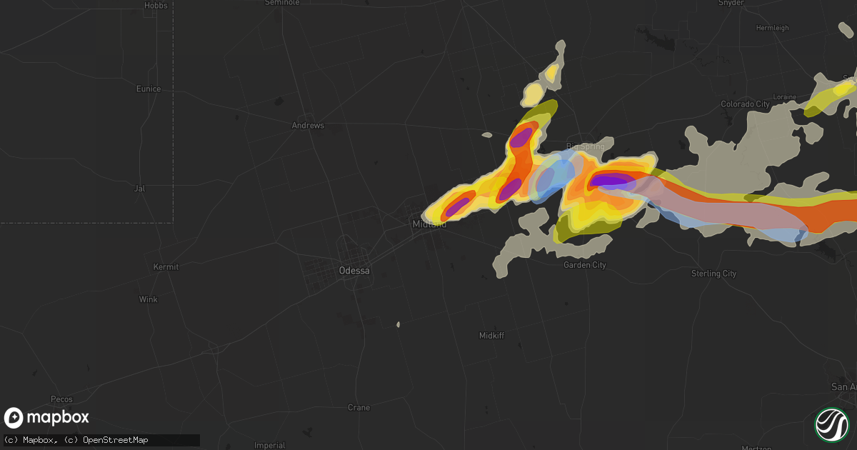 Hail map in Midland, TX on May 17, 2021