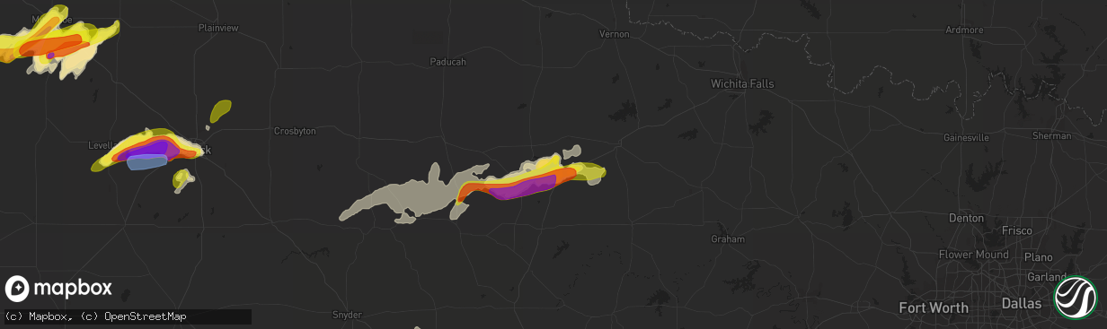 Hail map in Munday, TX on May 17, 2021